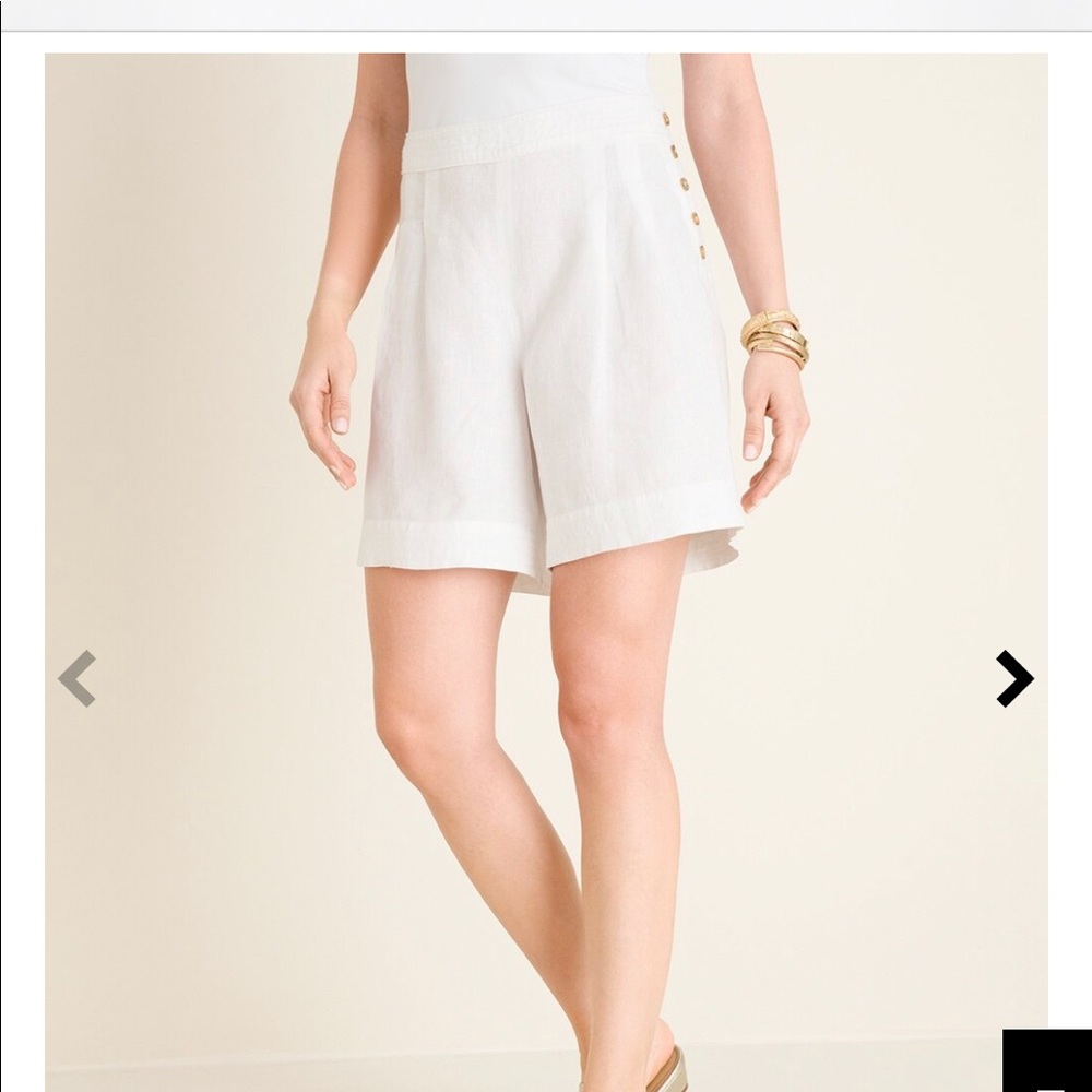 Chico’s high waist white linen shorts